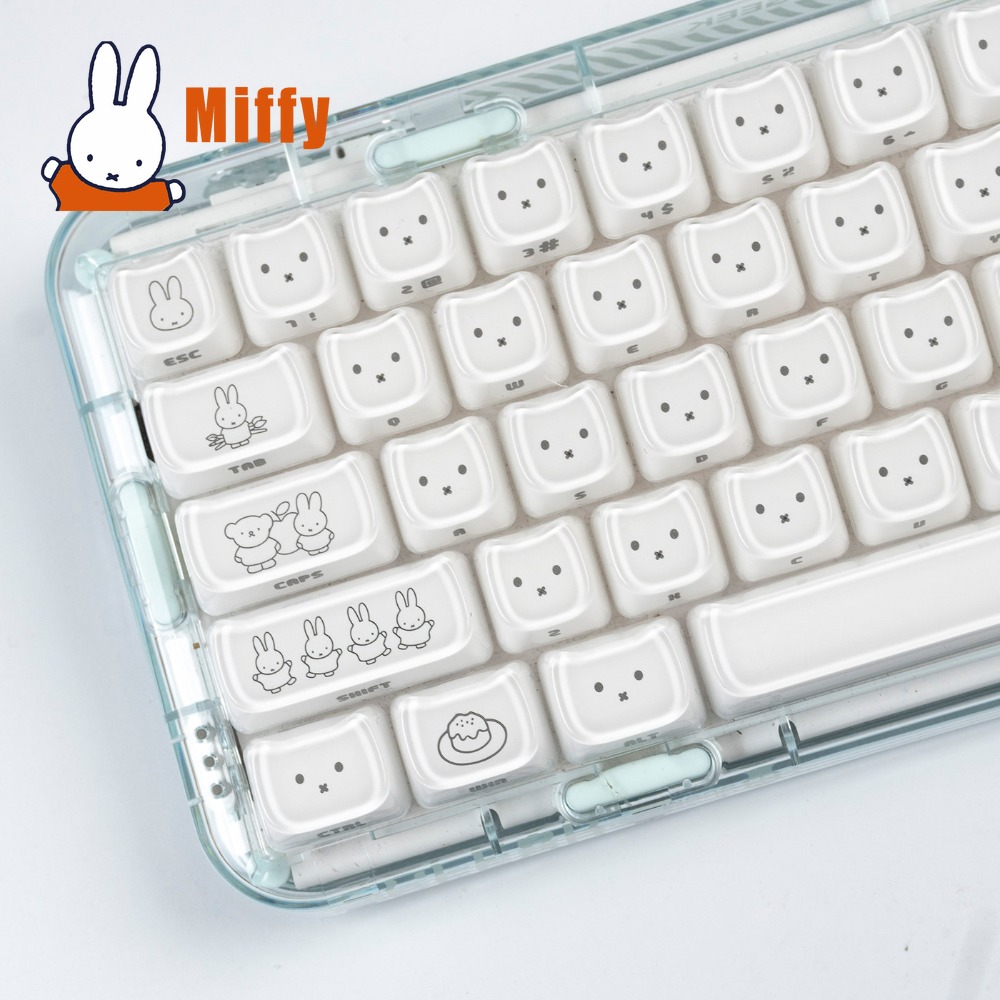 Gaming Keyboard Best - คีย์แคปมิฟฟี่ คิวท์ แรบบิท คีย์แคปน่ารักสำหรับคีย์บอร์ดแบบกลไก เหมาะสำหรับแกนไขว้ โปรไฟล์