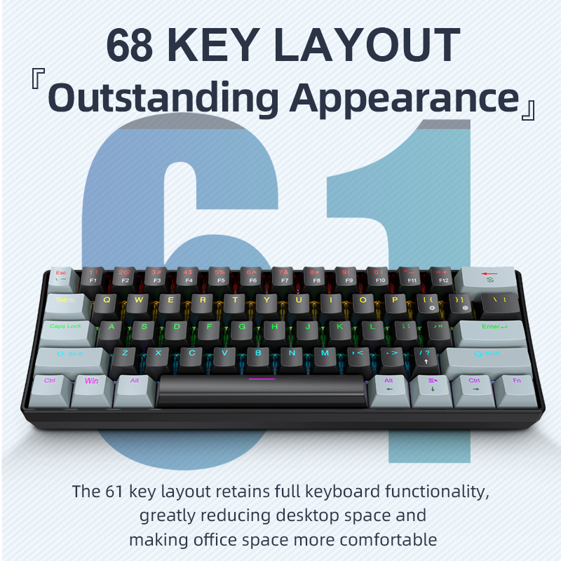 Gaming Keyboard E Yooso - APAYADO K61 Mini Mechanical Keyboard,แบบมีสาย,61 คีย์,Phantom