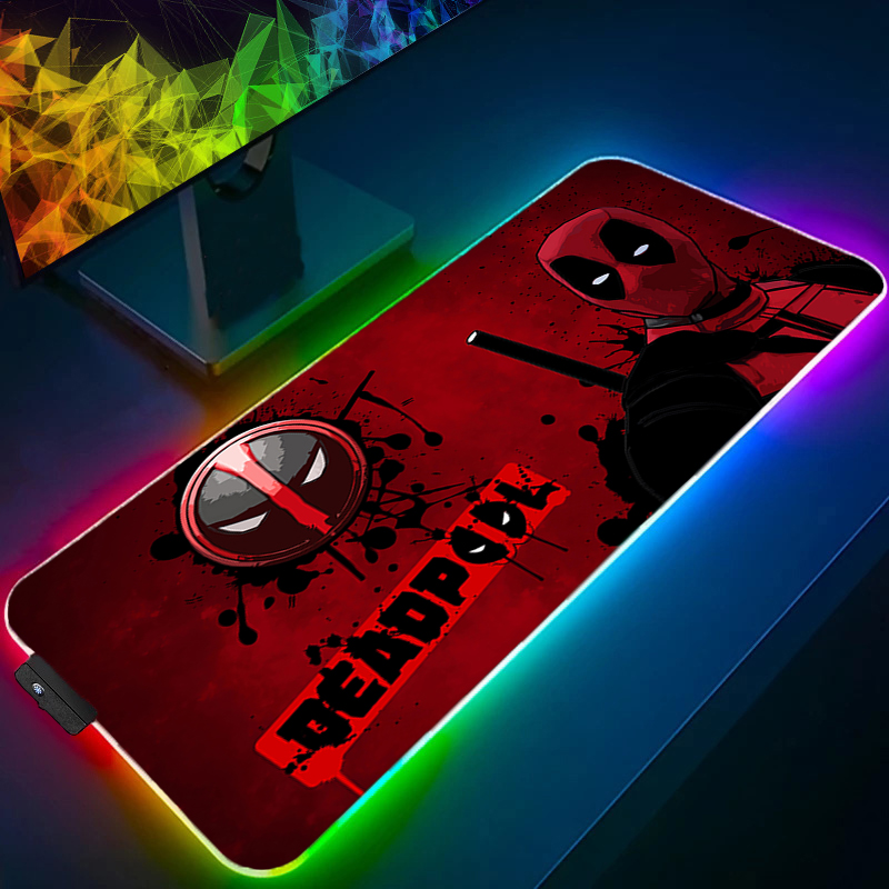 Gaming Keyboard Best - แผ่นรองเมาส์ LED สำหรับเล่นเกม พร้อมไฟแบ็คไลท์ ขอบล็อค ลายอนิเมะ