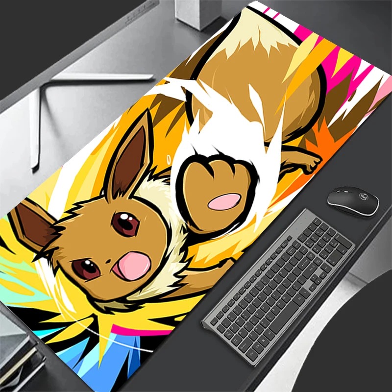 Gaming Keyboard Best - P-Pokemon Eevee Anime Gaming Mouse Pad,แผ่นรองเม้าส์แบบขยายได้,แผ่นรองคีย์บอร์ดสำหรับแล็ปท็อปพีซี