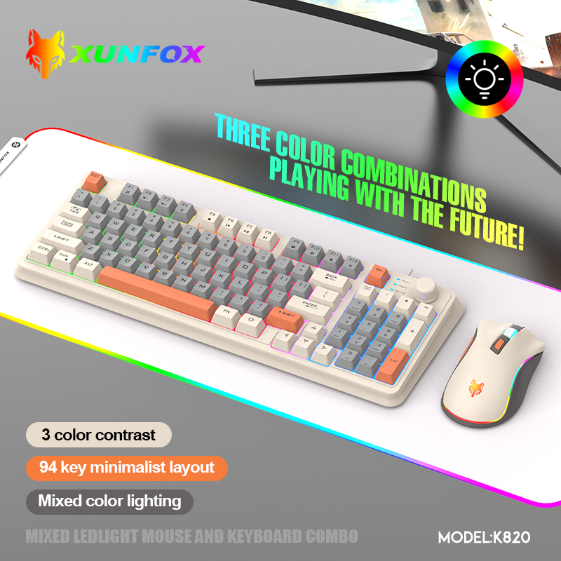 Gaming Keyboard And Mouse Set - K820 USB เกมคีย์บอร์ดเมาส์ชุด Illuminated Desktop/แล็ปท็อปโฮมออฟฟิศหญิงชายคีย์บอร์ด