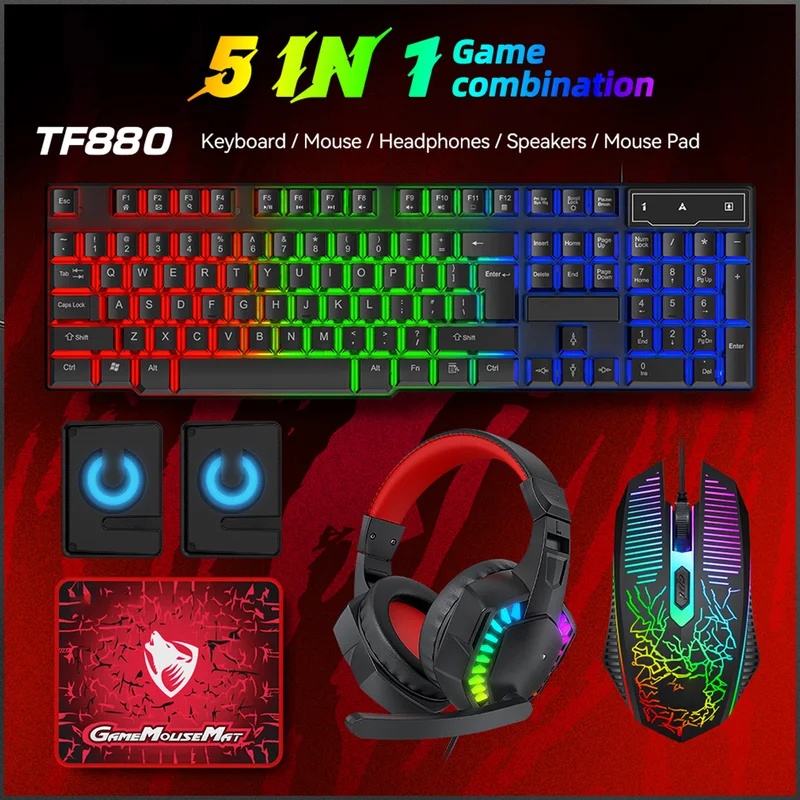 ชุดคอมโบเกมมิ่ง 5-in-1 ประกอบด - Gaming Keyboard And Mouse Set บทวิจารณ์และราคา