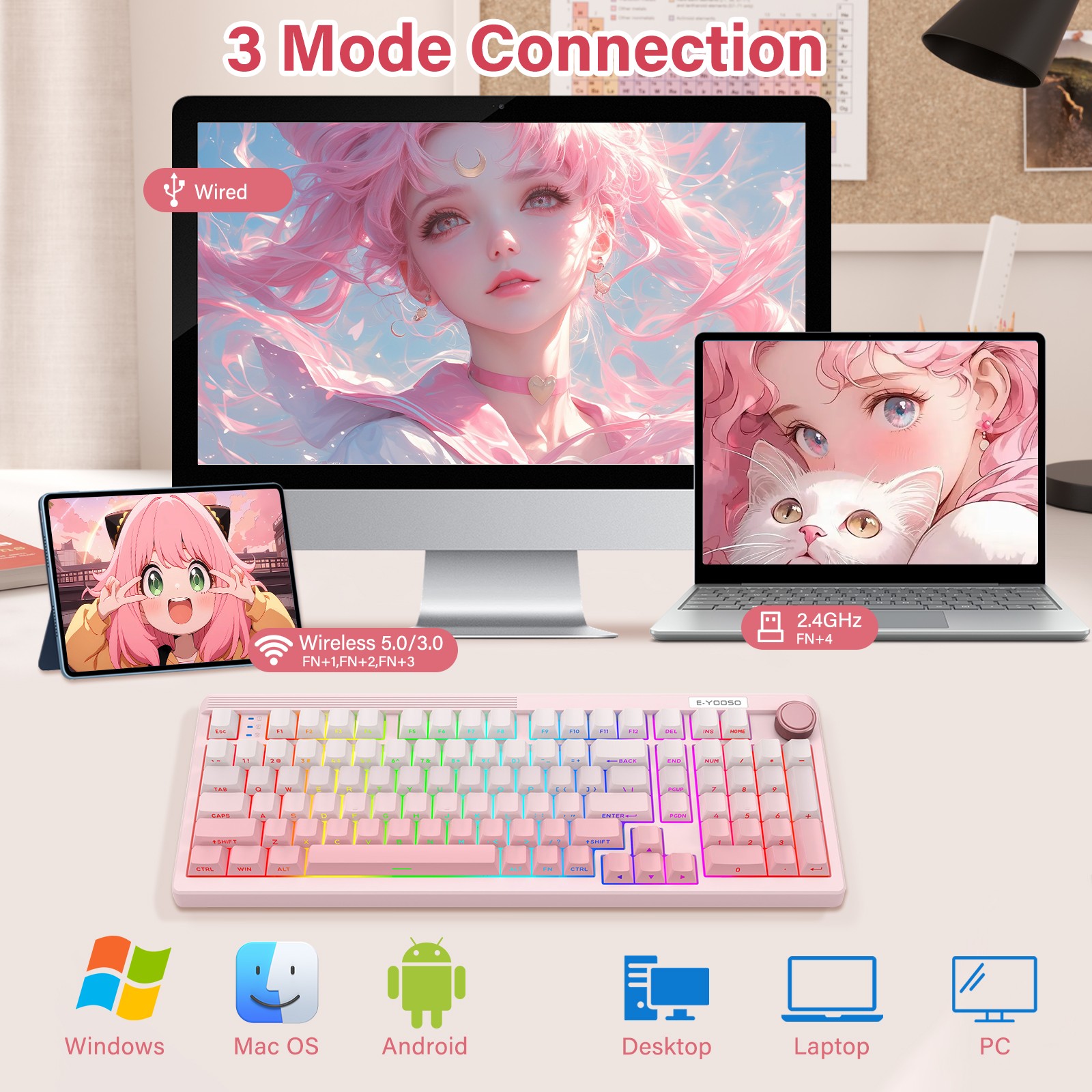 คีย์บอร์ดเกมมิ่งแบบมีสาย E-YOO - Gaming Keyboard E Yooso บทวิจารณ์และราคา